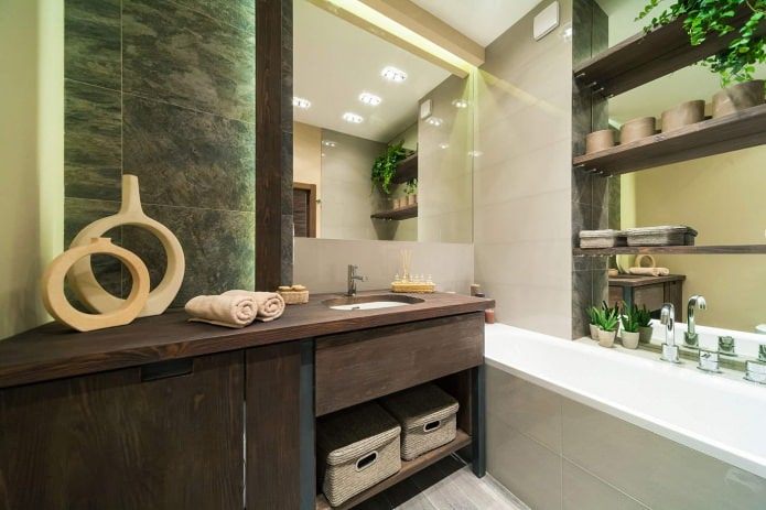Interior de baño en estilo ecológico