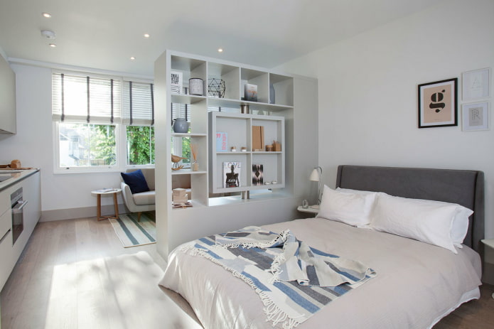 Muebles en la zonificación cocina-dormitorio