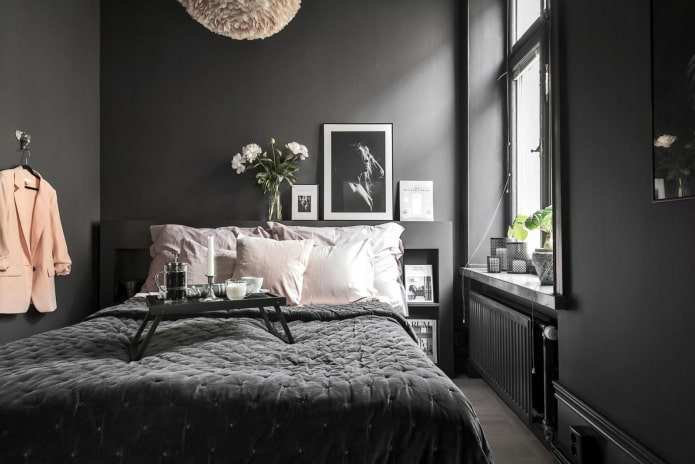 Dormitorio pequeño negro