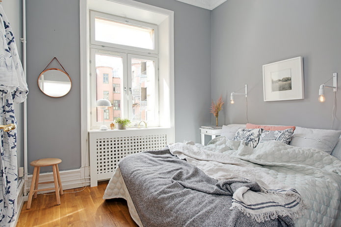 Dormitorio pequeño gris