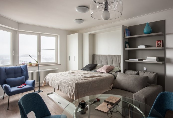 cama plegable transformable en la sala