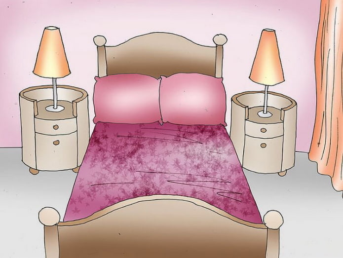 Mesillas de noche a ambos lados de la cama