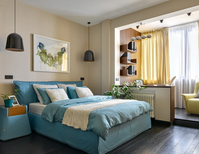 Disposición de los muebles en el dormitorio con logia