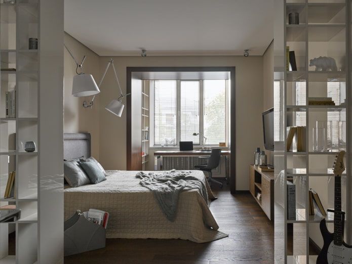Disposición de los muebles en el dormitorio con logia