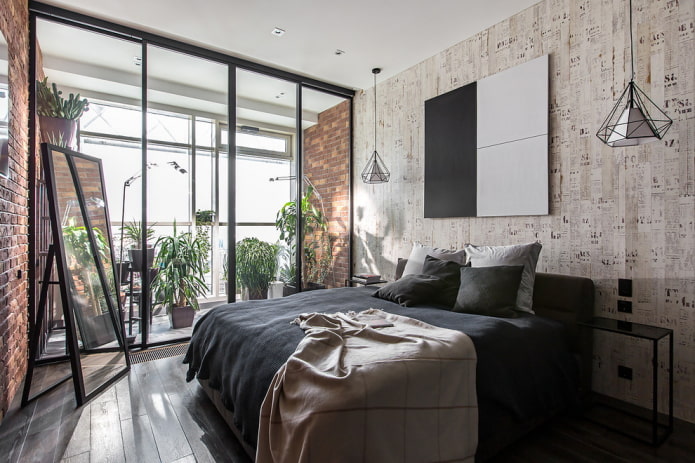 diseño de interiores de un dormitorio con logia