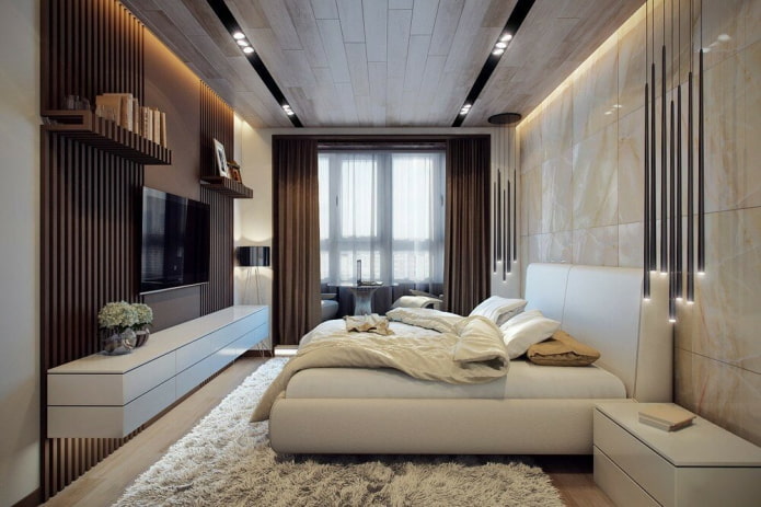Diseño de interiores de un dormitorio con logia