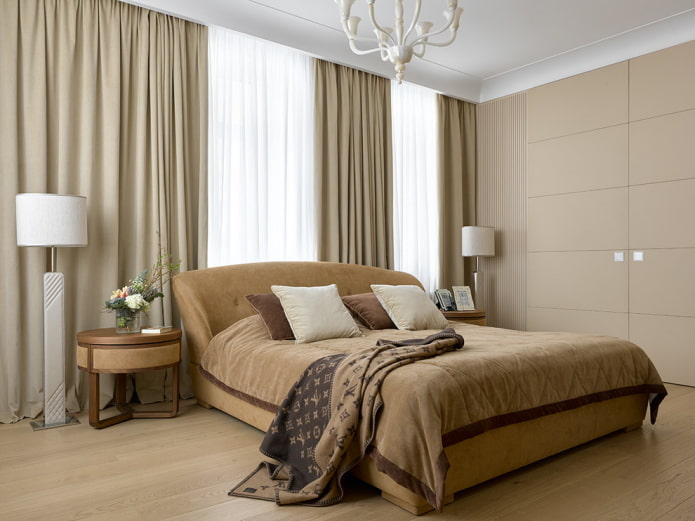 diseño interior de dormitorio beige