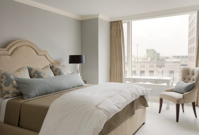 interior del dormitorio gris-beige