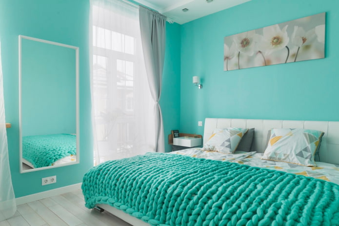 interior de dormitorio turquesa