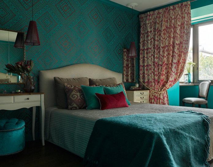 Habitación turquesa de estilo provenzal