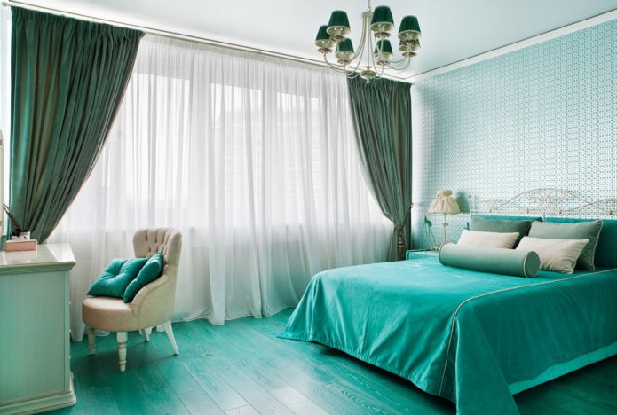decoración de dormitorio turquesa