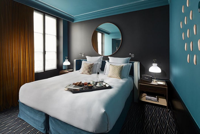 Dormitorio turquesa de estilo moderno