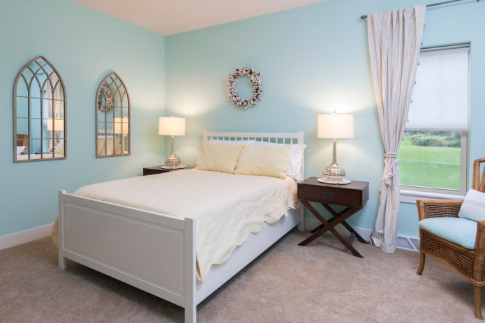 Tonos de azul en el interior del dormitorio