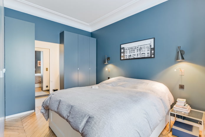 Tonos de azul en el interior del dormitorio