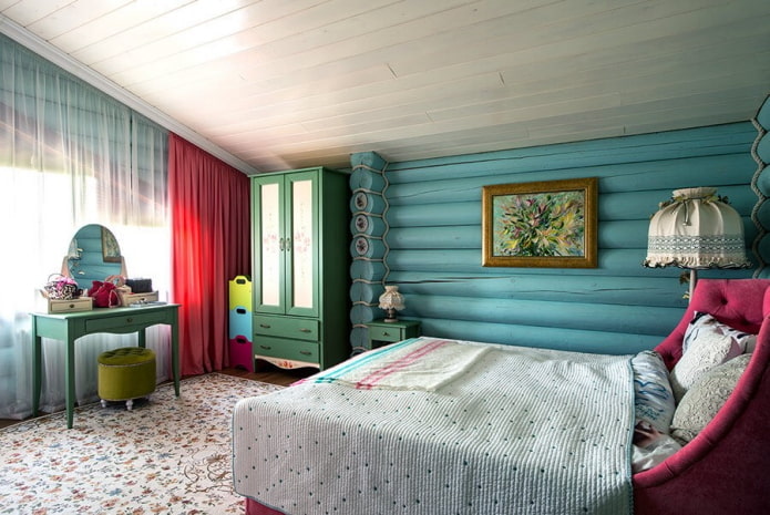 diseño interior de dormitorio azul
