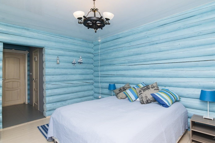 diseño interior de dormitorio azul
