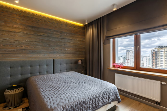 acabado en el interior de un dormitorio marrón