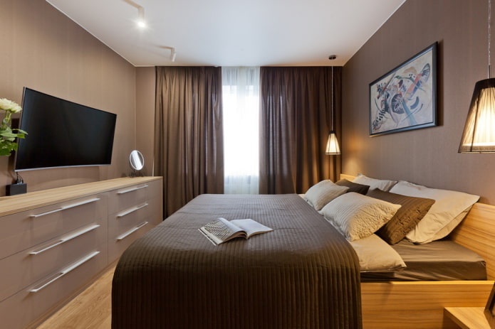 Muebles en el interior de un dormitorio marrón