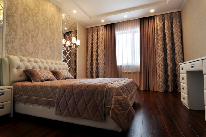 cortinas en el interior de un dormitorio marrón