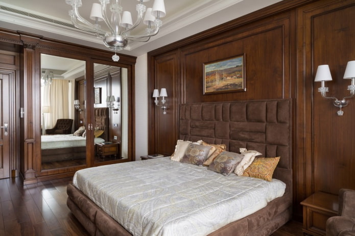 acabado en el interior de un dormitorio marrón