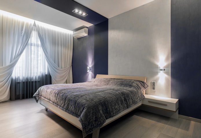 diseño de dormitorio gris azulado