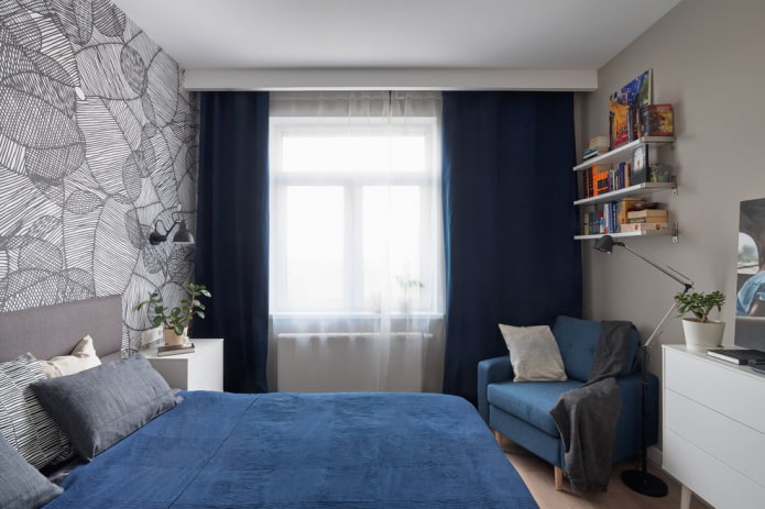 diseño de dormitorio gris azulado