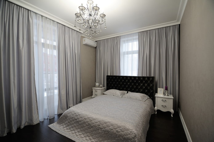 diseño de dormitorio gris-negro
