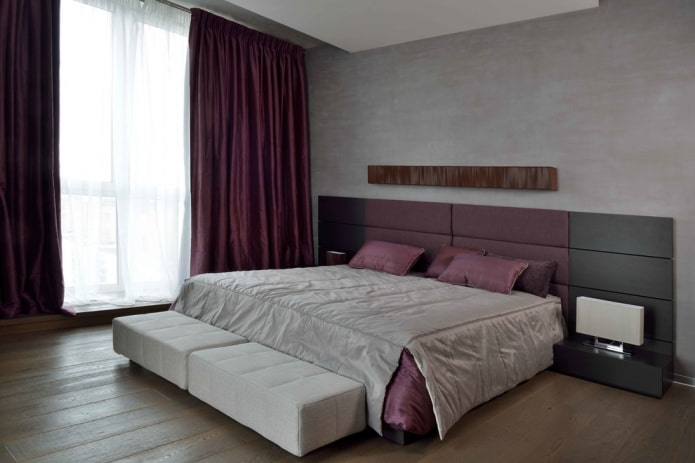 diseño interior de dormitorio gris