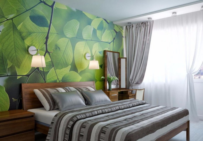 interior de dormitorio verde grisáceo