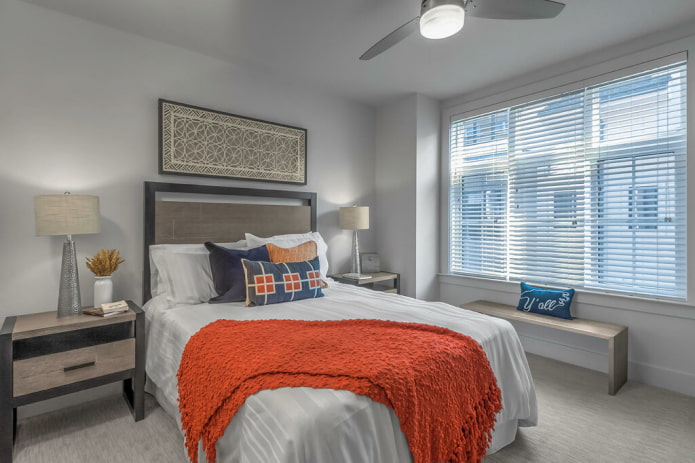 diseño interior de dormitorio gris