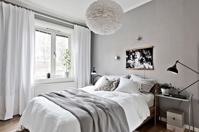 diseño interior de dormitorio gris
