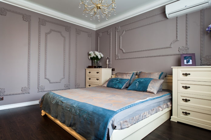 diseño interior de dormitorio gris