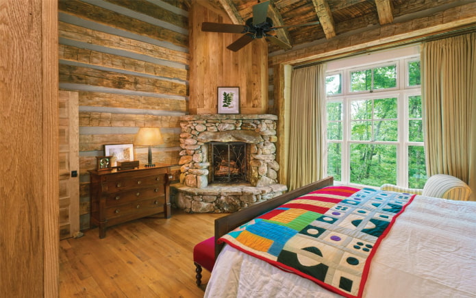 diseño de interiores de dormitorio de estilo rural