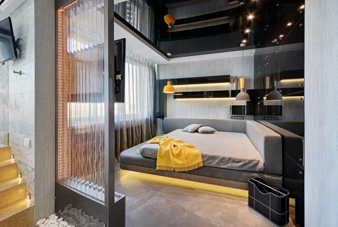 Decoración de dormitorio en estilo high-tech
