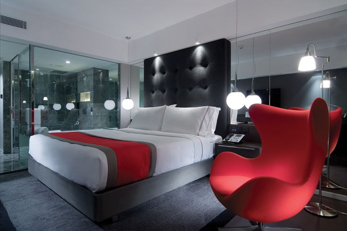 iluminación en el interior del dormitorio en estilo high-tech