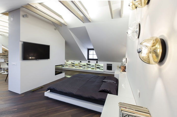 decoración del dormitorio en estilo high-tech