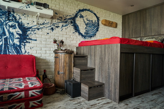dormitorio adolescente en estilo industrial