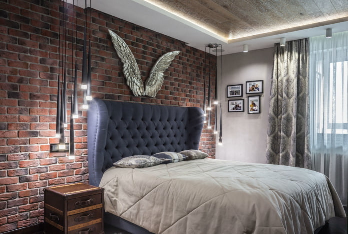 Iluminación de dormitorio de estilo industrial