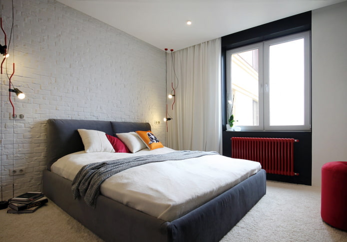 Diseño de dormitorio pequeño en estilo industrial