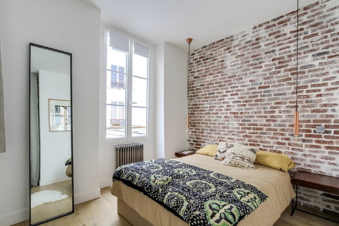 Diseño de dormitorio pequeño de estilo industrial