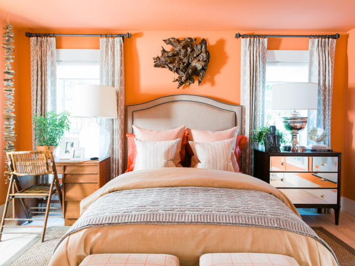 bed between windows