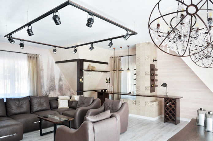 focos en una barra en el diseño de la habitación