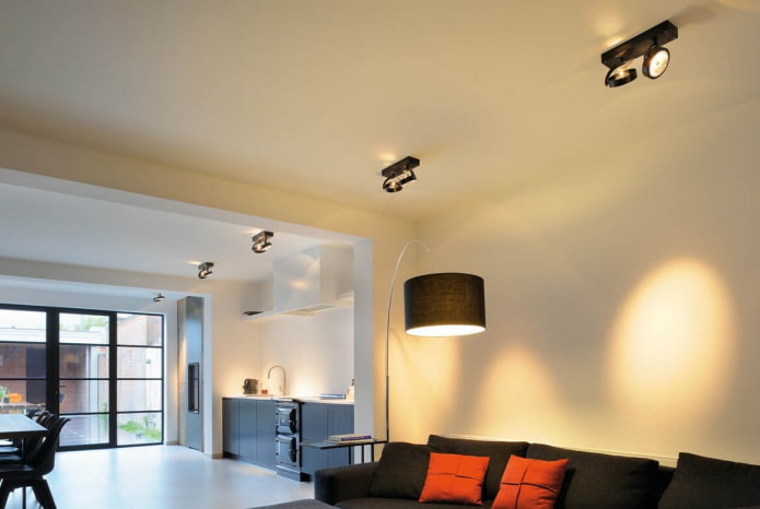 focos con soporte en el diseño de interiores