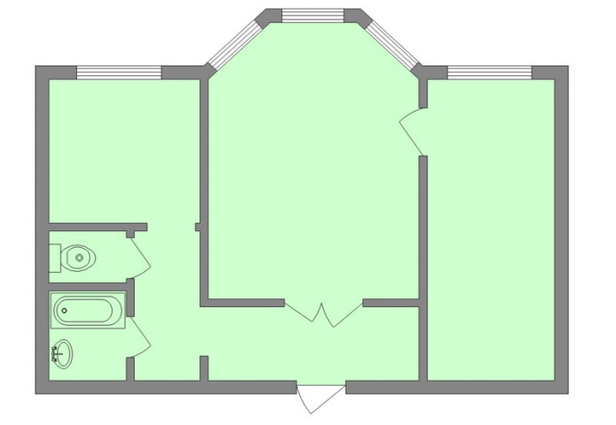 Apartamento de dos habitaciones en una stalinka