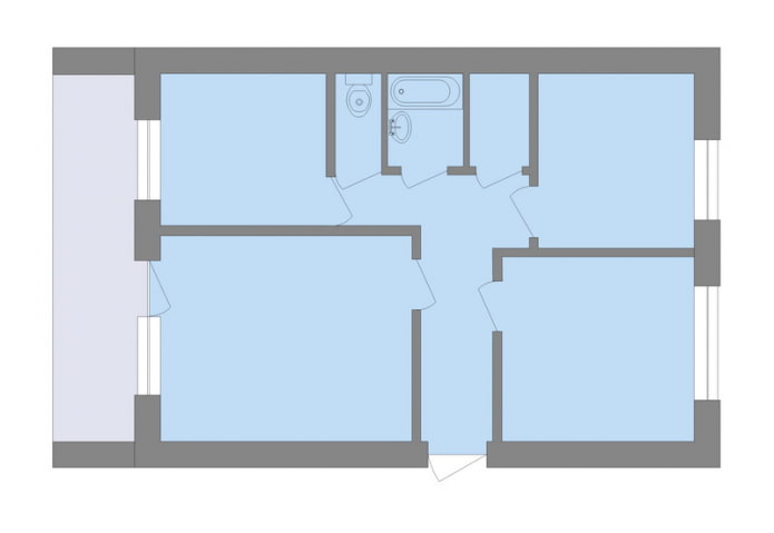 Apartamento de tres habitaciones en una stalinka