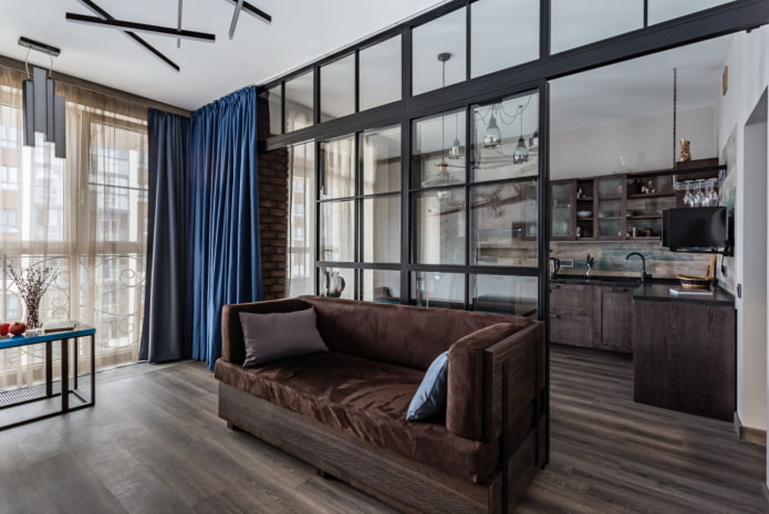 pared de cristal en la cocina-salón