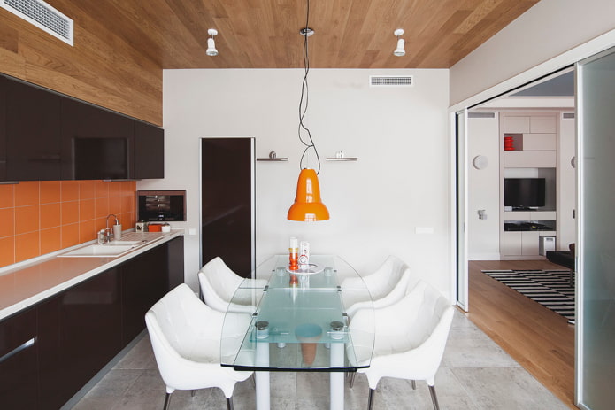 glass table with soft chair