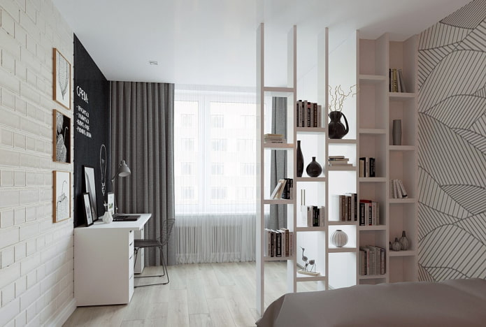 Separador en forma de estantería rectangular en el interior