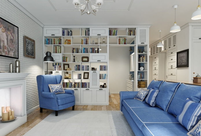 tabique en forma de estante en el interior en estilo provenzal