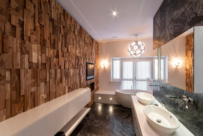Pared 3D en el interior del baño